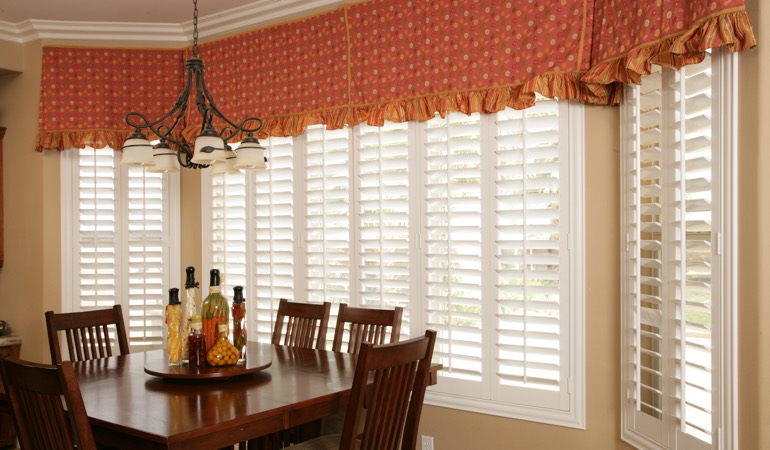 White shutters in Washington DC dining room.